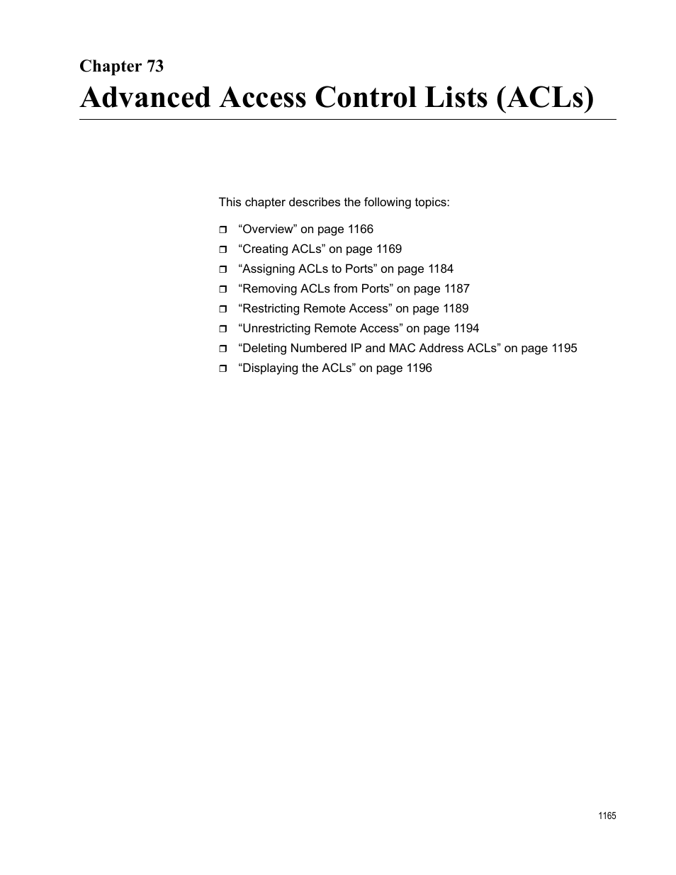 Chapter 73, Advanced access control lists (acls) | Allied Telesis AT-9000 Series User Manual | Page 1193 / 1480