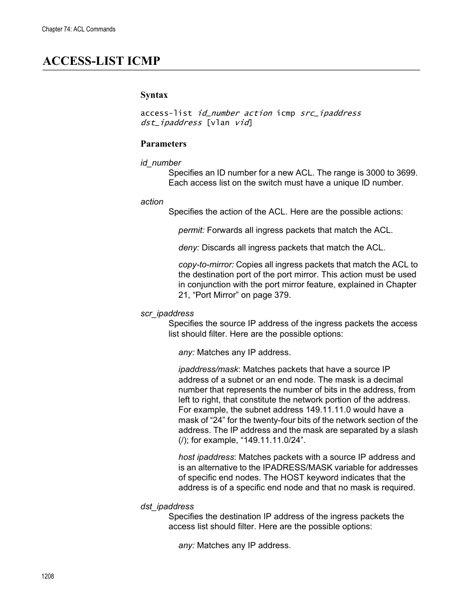 Access-list icmp, Access-list icmp 8 | Allied Telesis AT-9000 Series User Manual | Page 1236 / 1480