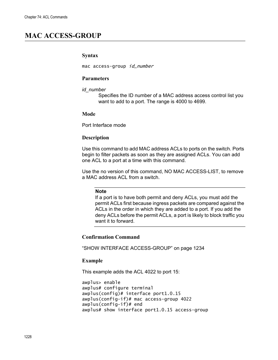 Mac access-group, Mac access-group 8 | Allied Telesis AT-9000 Series User Manual | Page 1256 / 1480