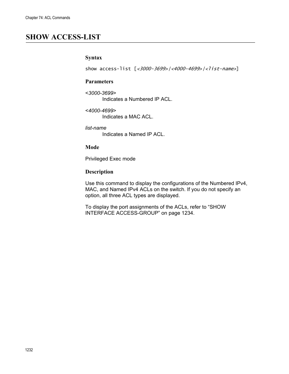 Show access-list, Show access-list 2 | Allied Telesis AT-9000 Series User Manual | Page 1260 / 1480