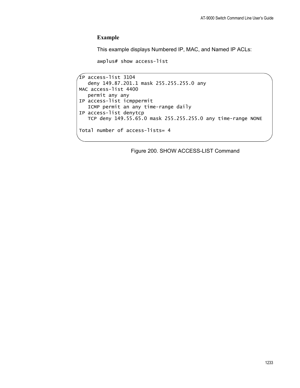 Figure 200: show access-list command 3 | Allied Telesis AT-9000 Series User Manual | Page 1261 / 1480