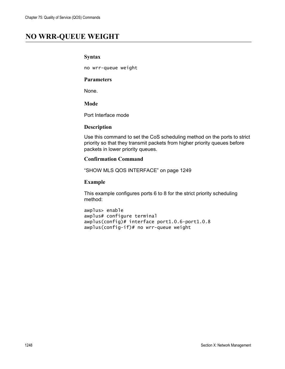 No wrr-queue weight, No wrr-queue weight 8 | Allied Telesis AT-9000 Series User Manual | Page 1276 / 1480