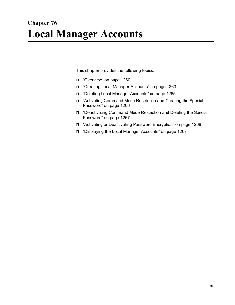 Chapter 76, Local manager accounts | Allied Telesis AT-9000 Series User Manual | Page 1287 / 1480