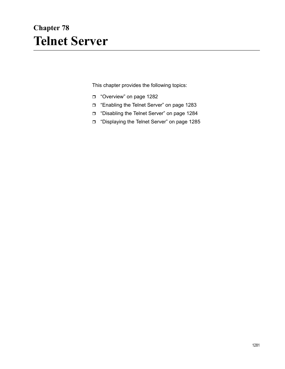 Chapter 78, Telnet server | Allied Telesis AT-9000 Series User Manual | Page 1309 / 1480