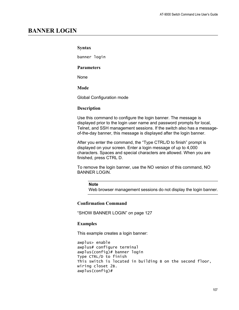 Banner login | Allied Telesis AT-9000 Series User Manual | Page 135 / 1480