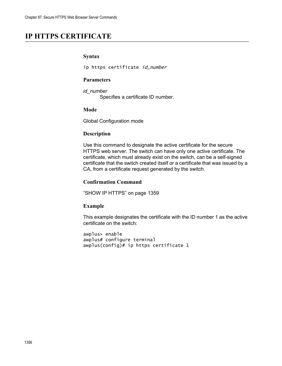 Ip https certificate, Ip https certificate 6 | Allied Telesis AT-9000 Series User Manual | Page 1384 / 1480