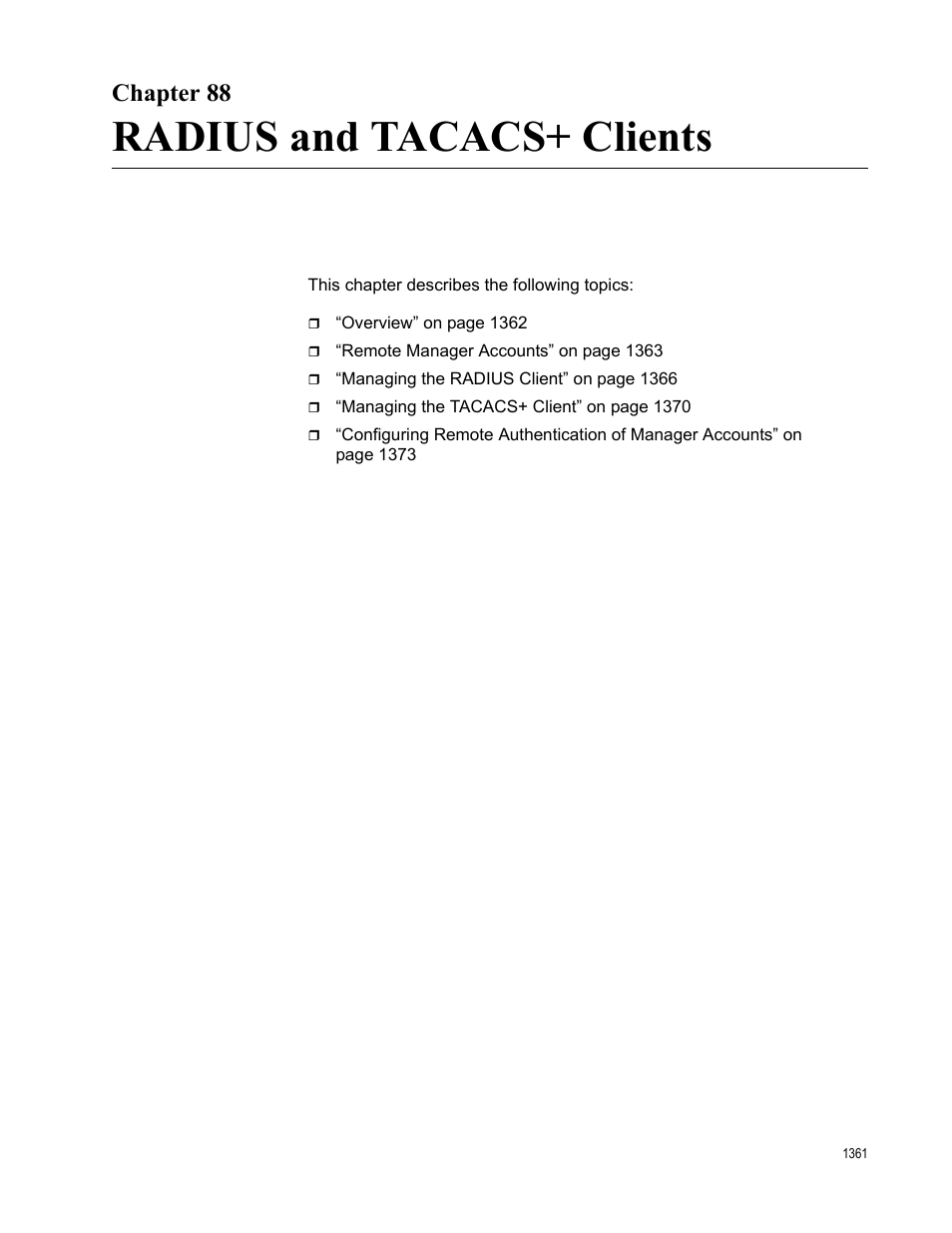 Chapter 88, Radius and tacacs+ clients, Chapter 88: radius and tacacs+ clients | Allied Telesis AT-9000 Series User Manual | Page 1389 / 1480