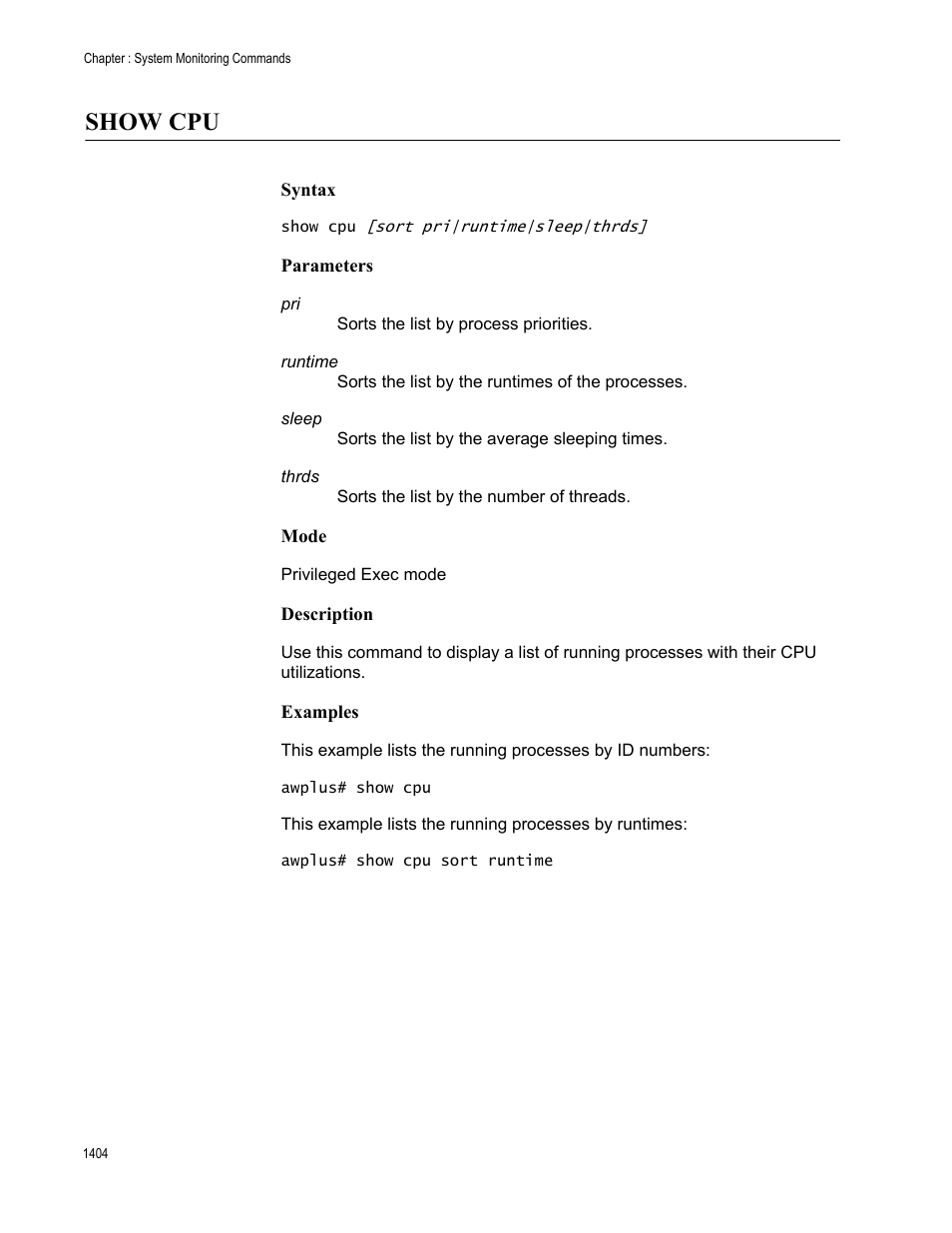 Show cpu, Show cpu 4 | Allied Telesis AT-9000 Series User Manual | Page 1432 / 1480