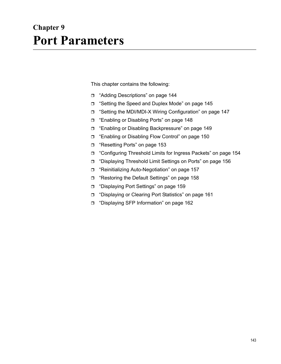 Chapter 9, Port parameters, Chapter 9: port parameters | Allied Telesis AT-9000 Series User Manual | Page 171 / 1480