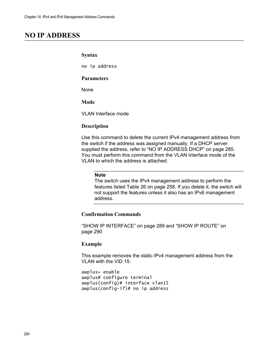 No ip address | Allied Telesis AT-9000 Series User Manual | Page 312 / 1480