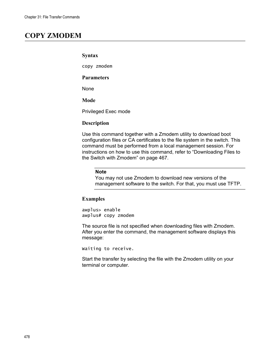 Copy zmodem | Allied Telesis AT-9000 Series User Manual | Page 506 / 1480