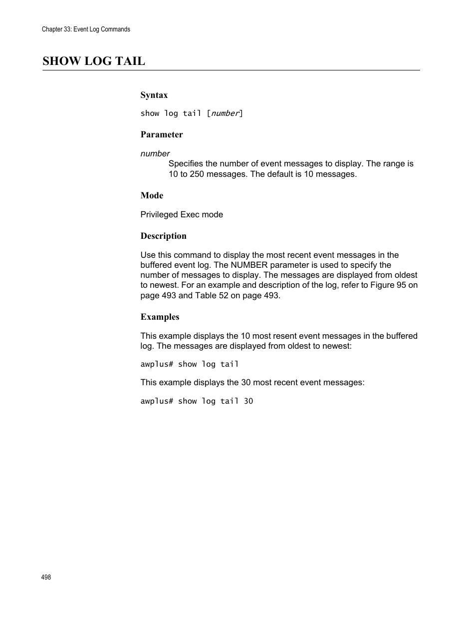 Show log tail | Allied Telesis AT-9000 Series User Manual | Page 526 / 1480