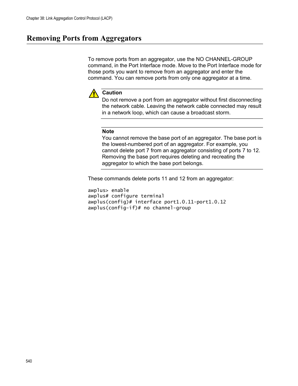 Removing ports from aggregators | Allied Telesis AT-9000 Series User Manual | Page 568 / 1480