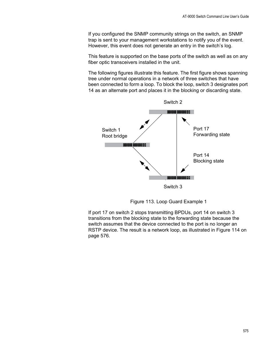 Figure 113: loop guard example 1 | Allied Telesis AT-9000 Series User Manual | Page 603 / 1480