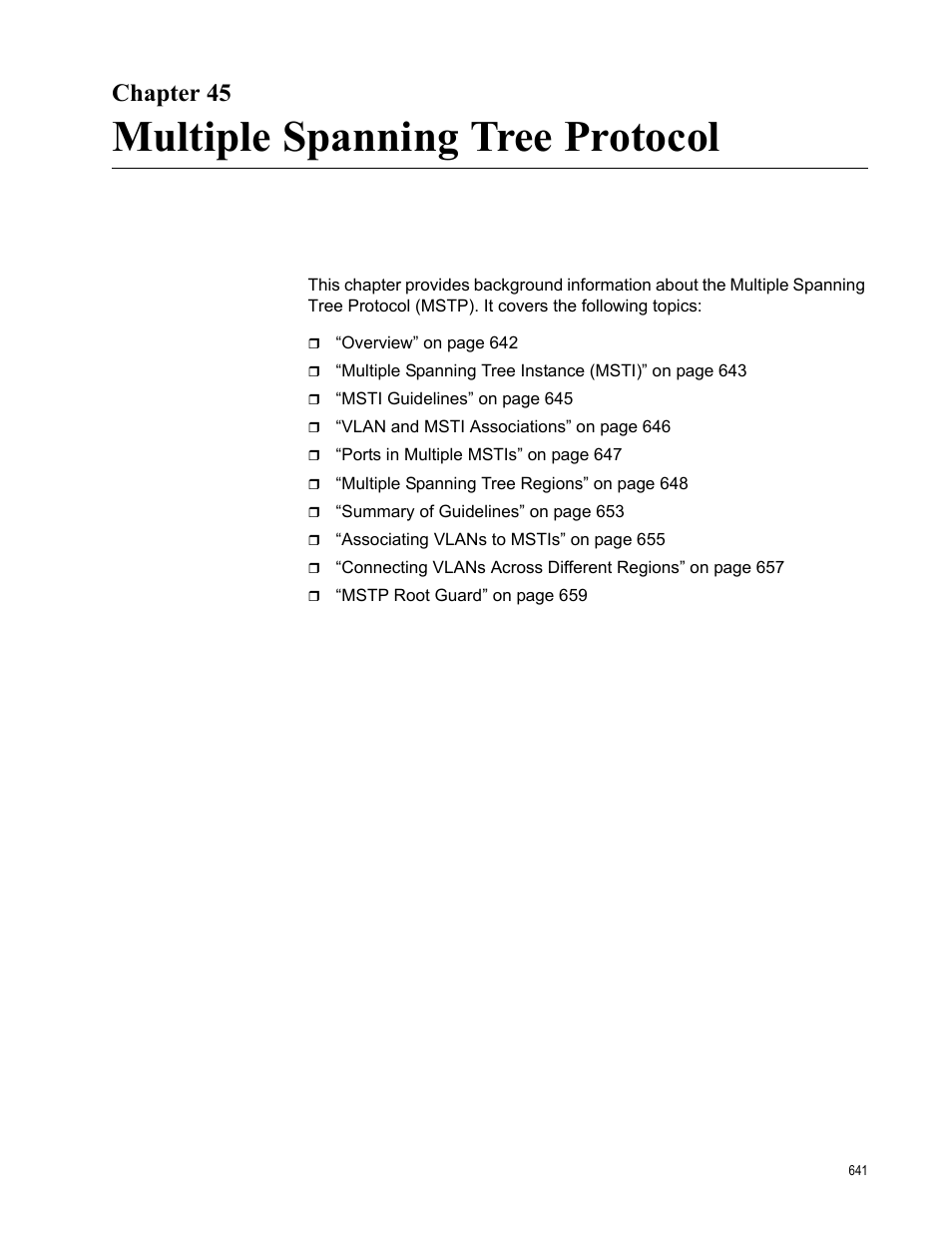 Chapter 45, Multiple spanning tree protocol, Chapter 45: multiple spanning tree protocol | Allied Telesis AT-9000 Series User Manual | Page 669 / 1480