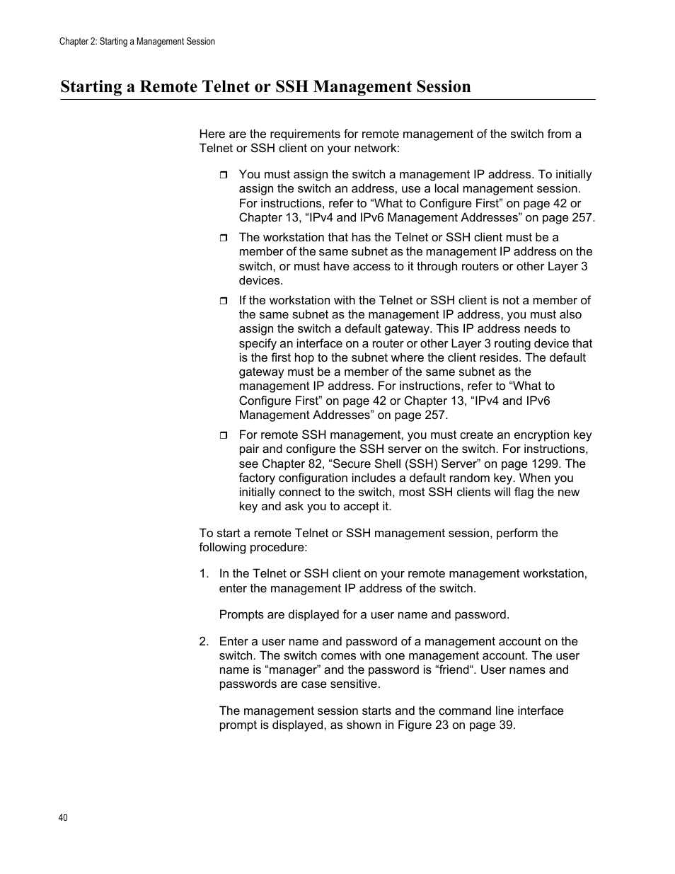 Starting a remote telnet or ssh management session | Allied Telesis AT-9000 Series User Manual | Page 68 / 1480