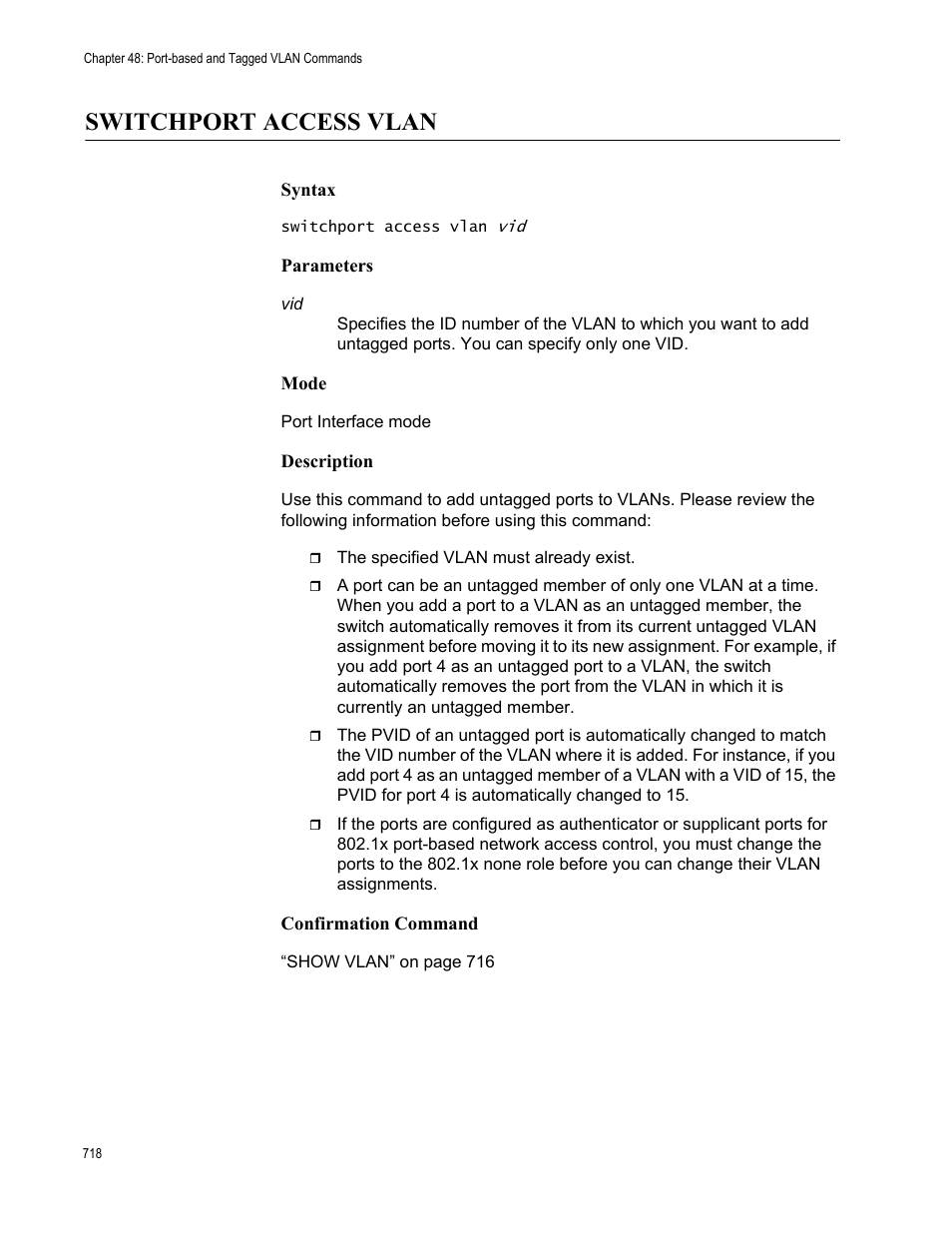 Switchport access vlan | Allied Telesis AT-9000 Series User Manual | Page 746 / 1480