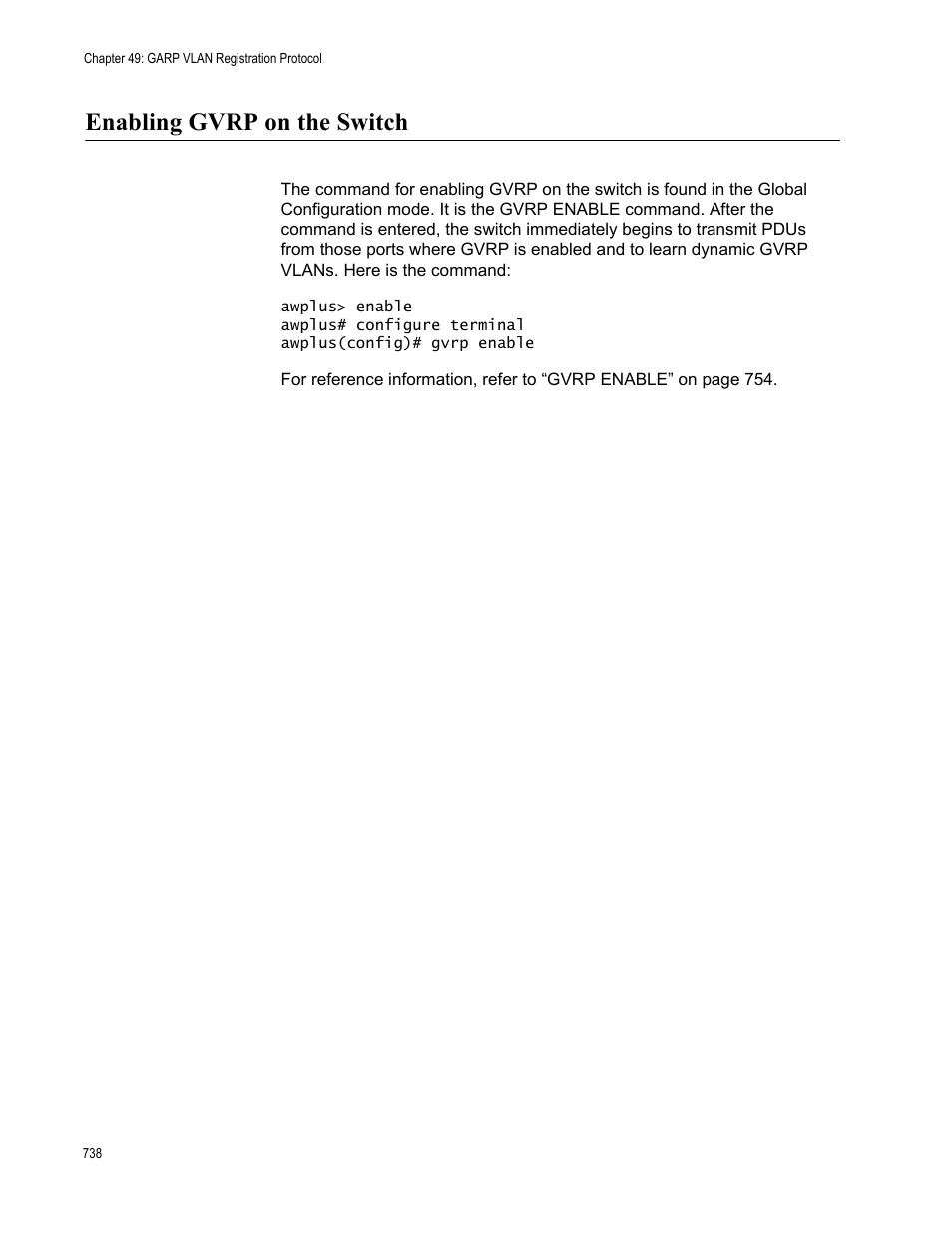 Enabling gvrp on the switch | Allied Telesis AT-9000 Series User Manual | Page 766 / 1480