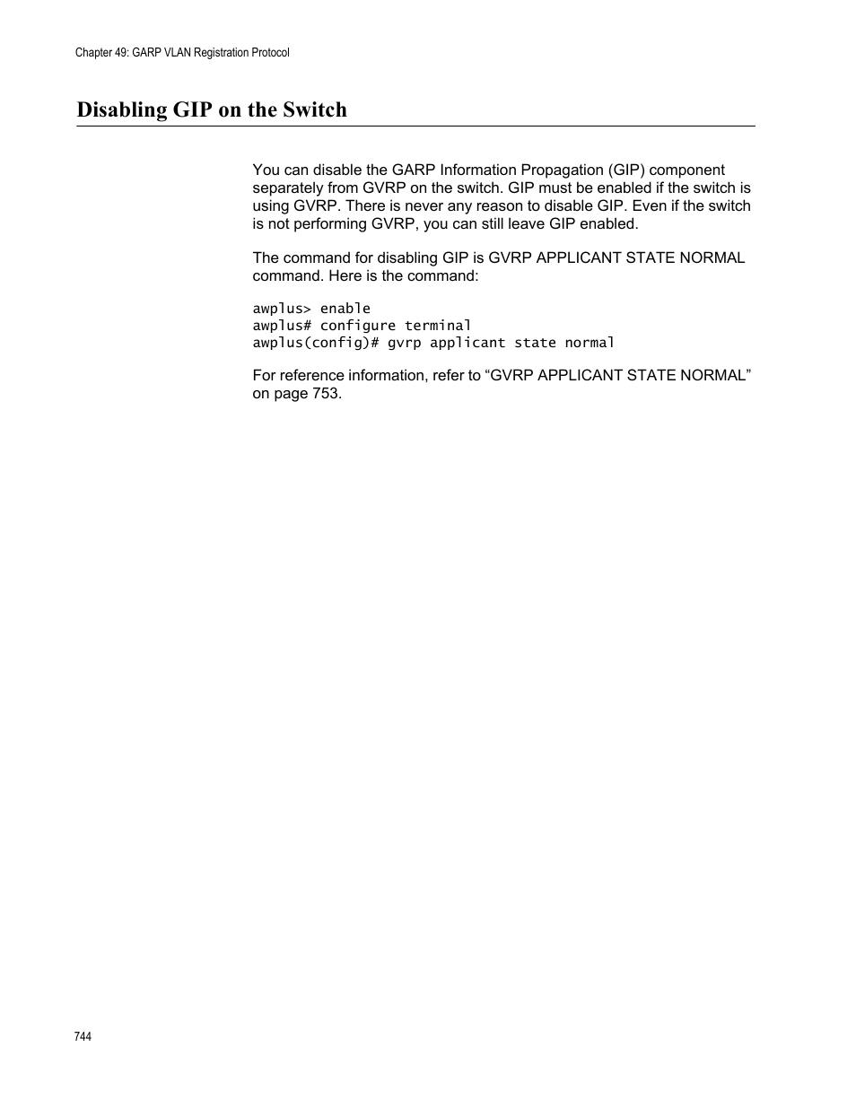 Disabling gip on the switch | Allied Telesis AT-9000 Series User Manual | Page 772 / 1480