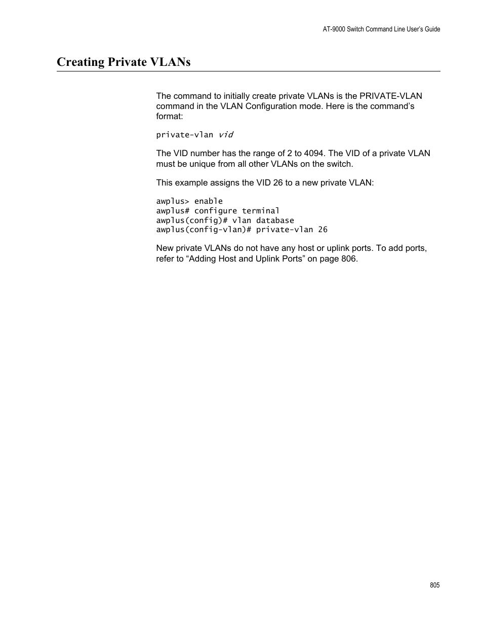 Creating private vlans | Allied Telesis AT-9000 Series User Manual | Page 833 / 1480