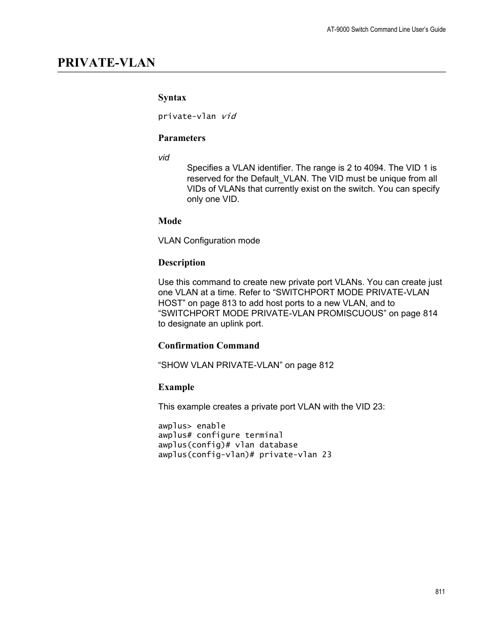 Private-vlan | Allied Telesis AT-9000 Series User Manual | Page 839 / 1480