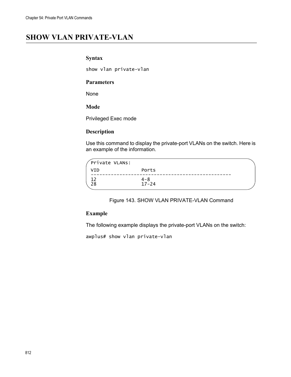 Show vlan private-vlan, Figure 143: show vlan private-vlan command | Allied Telesis AT-9000 Series User Manual | Page 840 / 1480