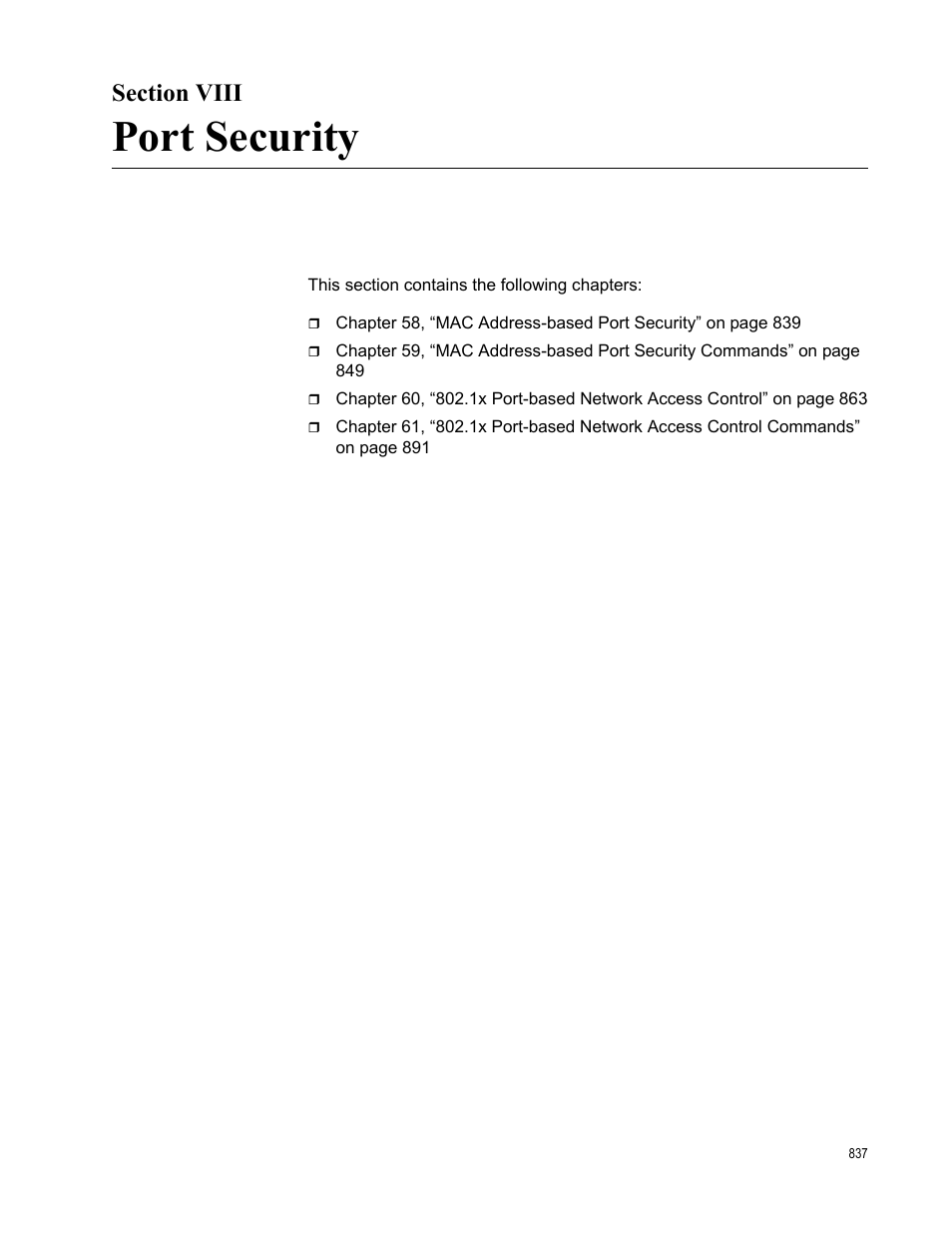 Section viii, Port security | Allied Telesis AT-9000 Series User Manual | Page 865 / 1480