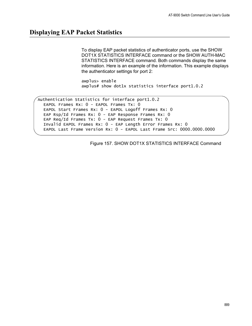 Displaying eap packet statistics | Allied Telesis AT-9000 Series User Manual | Page 917 / 1480