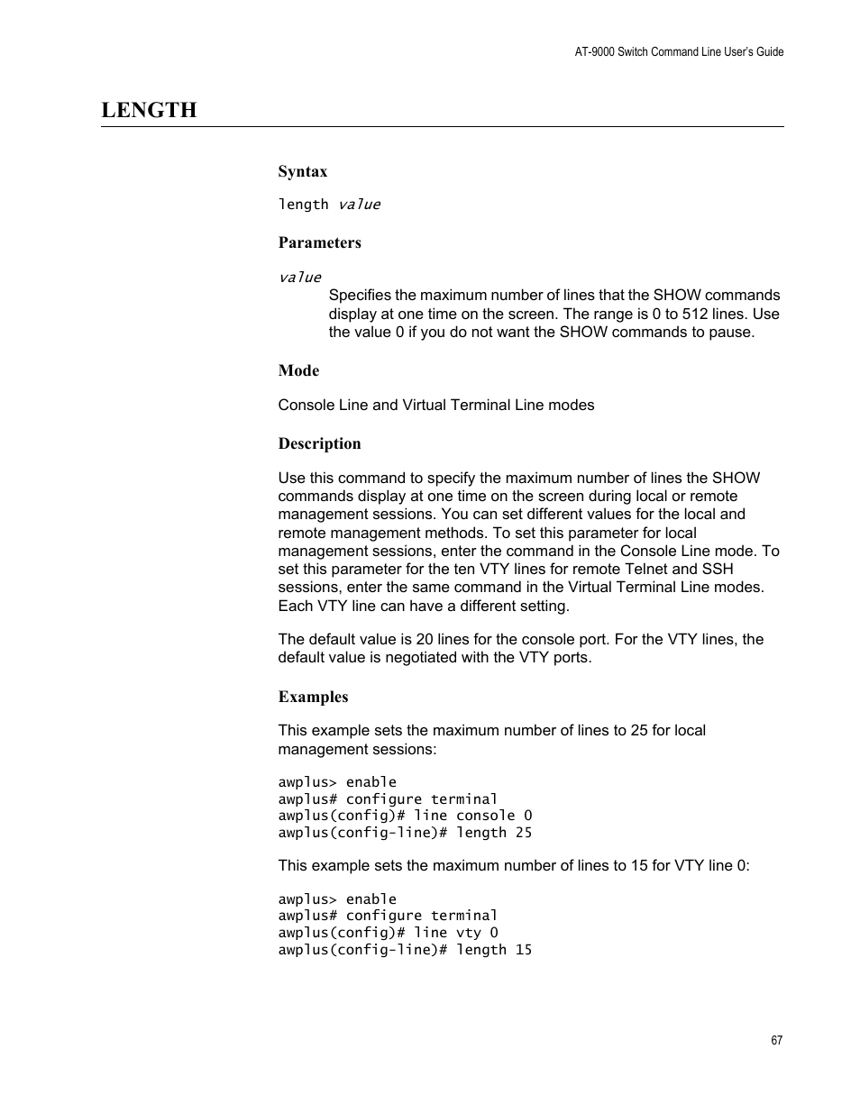 Length | Allied Telesis AT-9000 Series User Manual | Page 95 / 1480