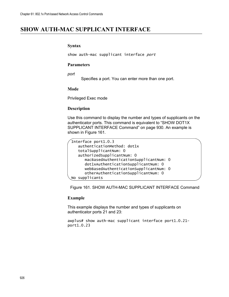 Show auth-mac supplicant interface | Allied Telesis AT-9000 Series User Manual | Page 954 / 1480