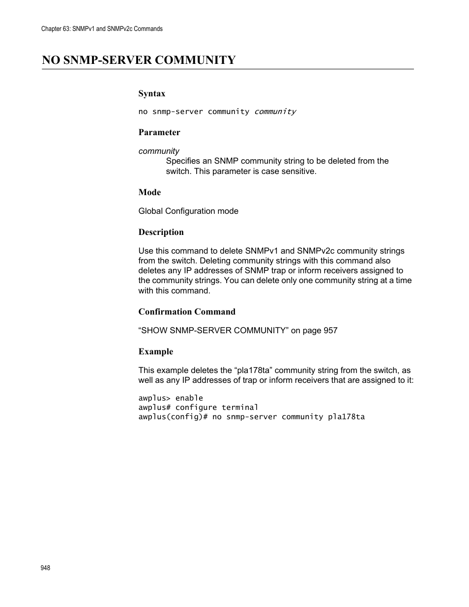 No snmp-server community | Allied Telesis AT-9000 Series User Manual | Page 976 / 1480