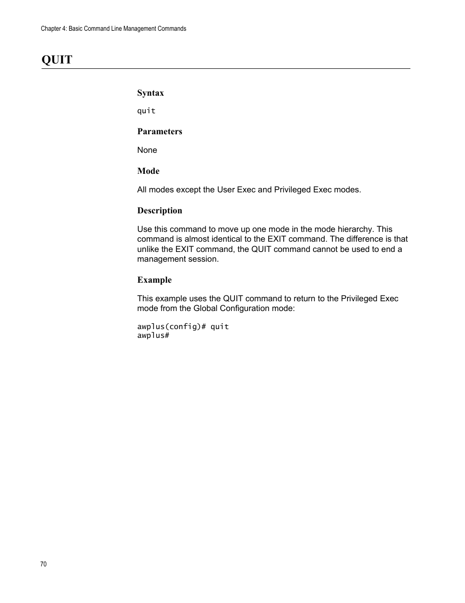 Quit | Allied Telesis AT-9000 Series User Manual | Page 98 / 1480