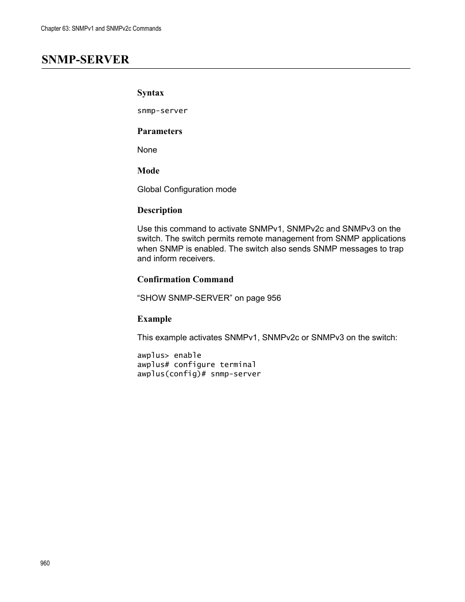 Snmp-server | Allied Telesis AT-9000 Series User Manual | Page 988 / 1480