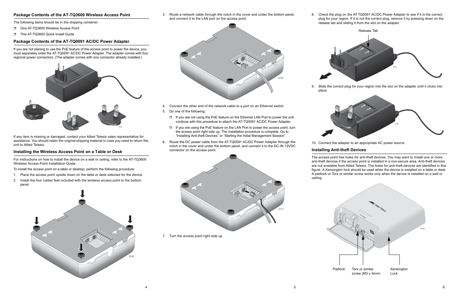 Installing anti-theft devices | Allied Telesis AT-TQ3600 User Manual | Page 2 / 4