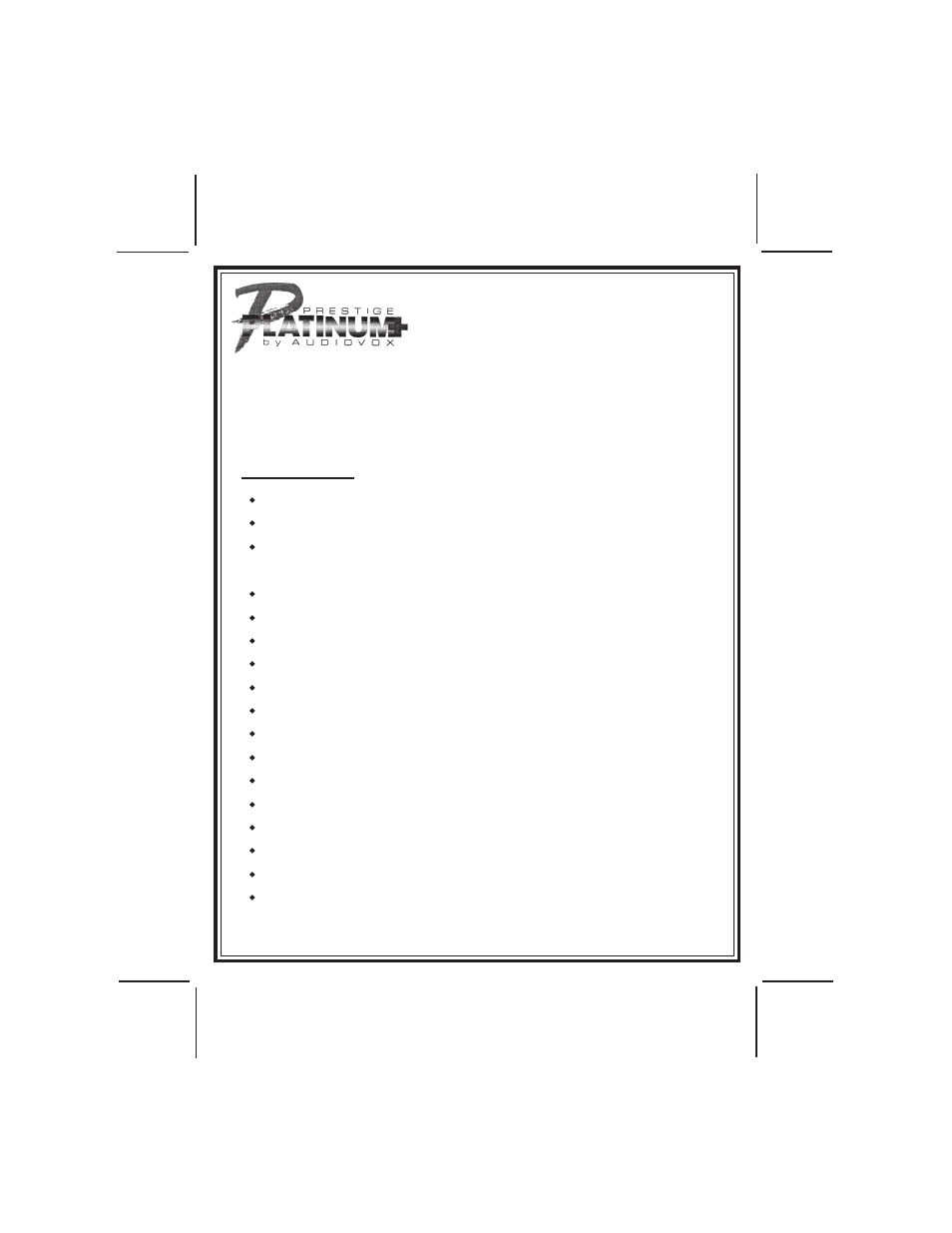 Audiovox PRESTIGE PLATINUM APS-901C User Manual | 2 pages