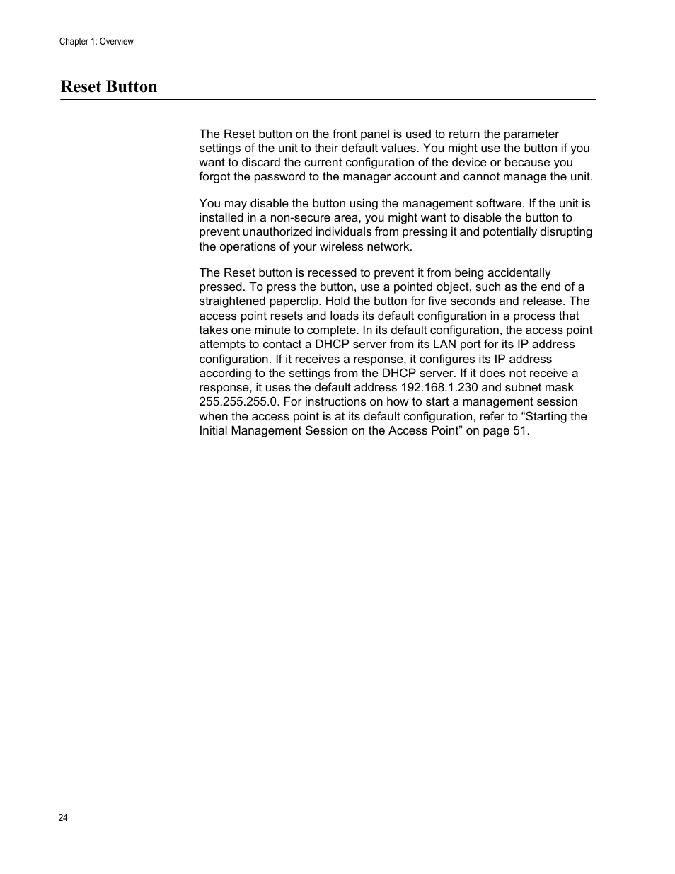 Reset button | Allied Telesis AT-TQ3600 User Manual | Page 24 / 70