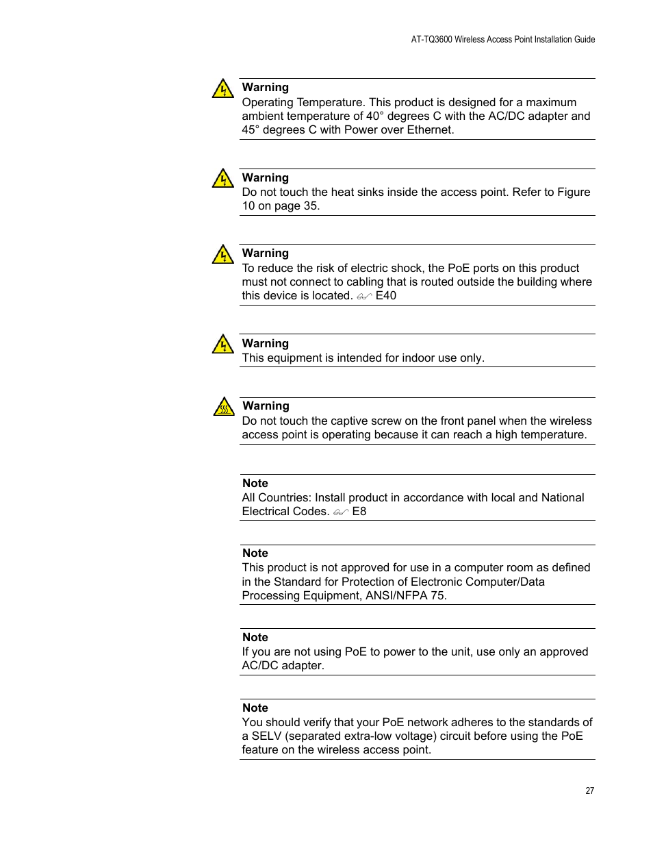 Allied Telesis AT-TQ3600 User Manual | Page 27 / 70