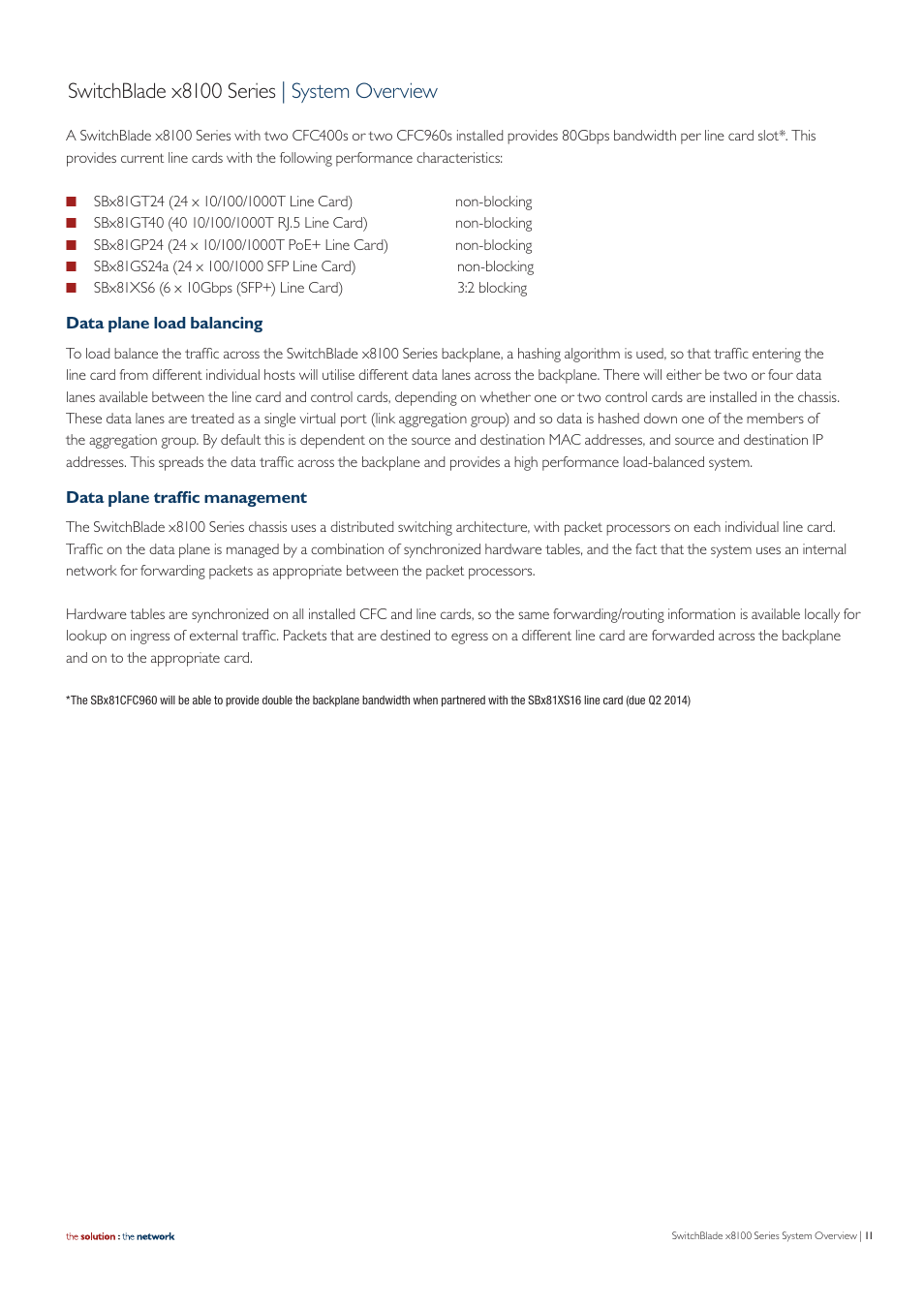 Switchblade x8100 series | system overview | Allied Telesis SwitchBlade x8100 Series User Manual | Page 11 / 25