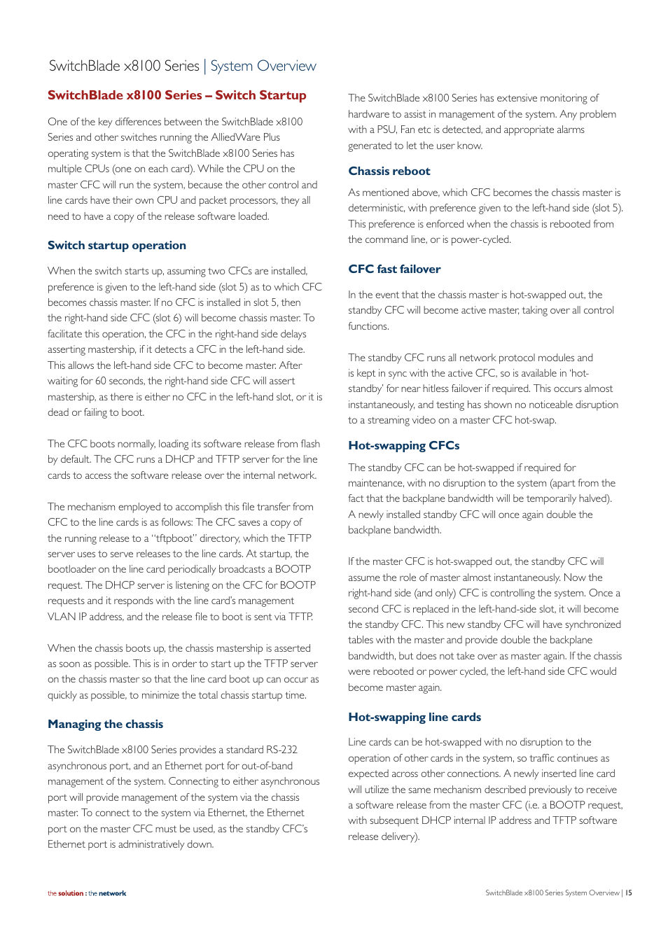 Switchblade x8100 series | system overview | Allied Telesis SwitchBlade x8100 Series User Manual | Page 15 / 25