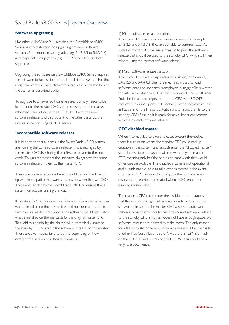 Switchblade x8100 series | system overview | Allied Telesis SwitchBlade x8100 Series User Manual | Page 16 / 25