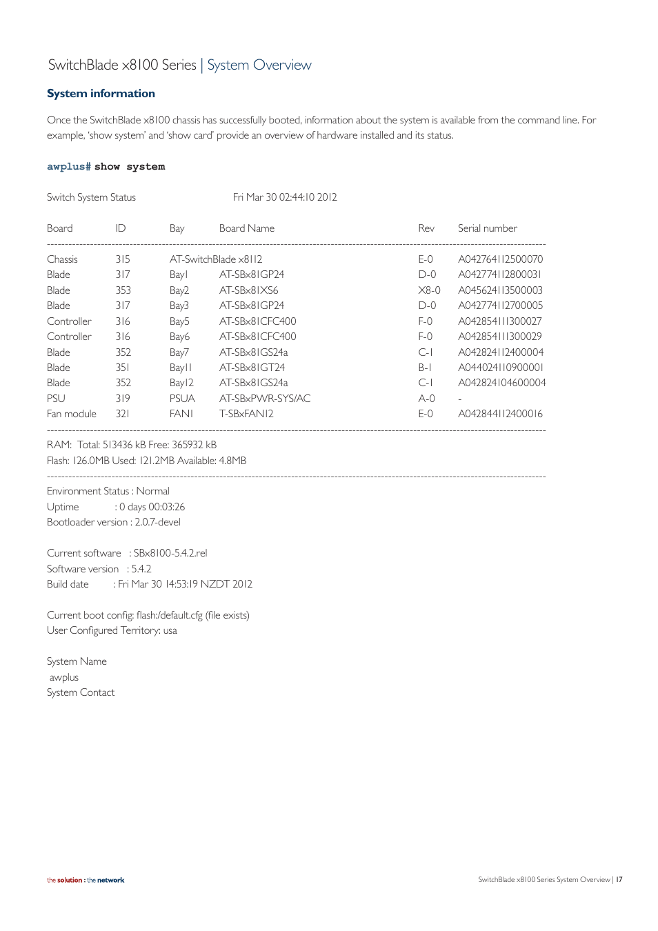 Switchblade x8100 series | system overview | Allied Telesis SwitchBlade x8100 Series User Manual | Page 17 / 25