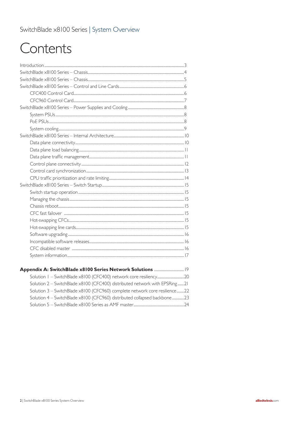 Allied Telesis SwitchBlade x8100 Series User Manual | Page 2 / 25