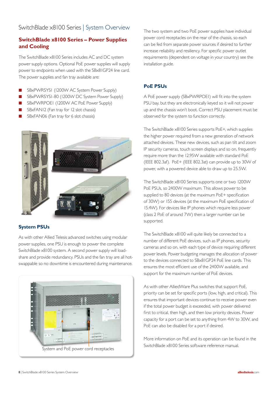 Switchblade x8100 series | system overview | Allied Telesis SwitchBlade x8100 Series User Manual | Page 8 / 25