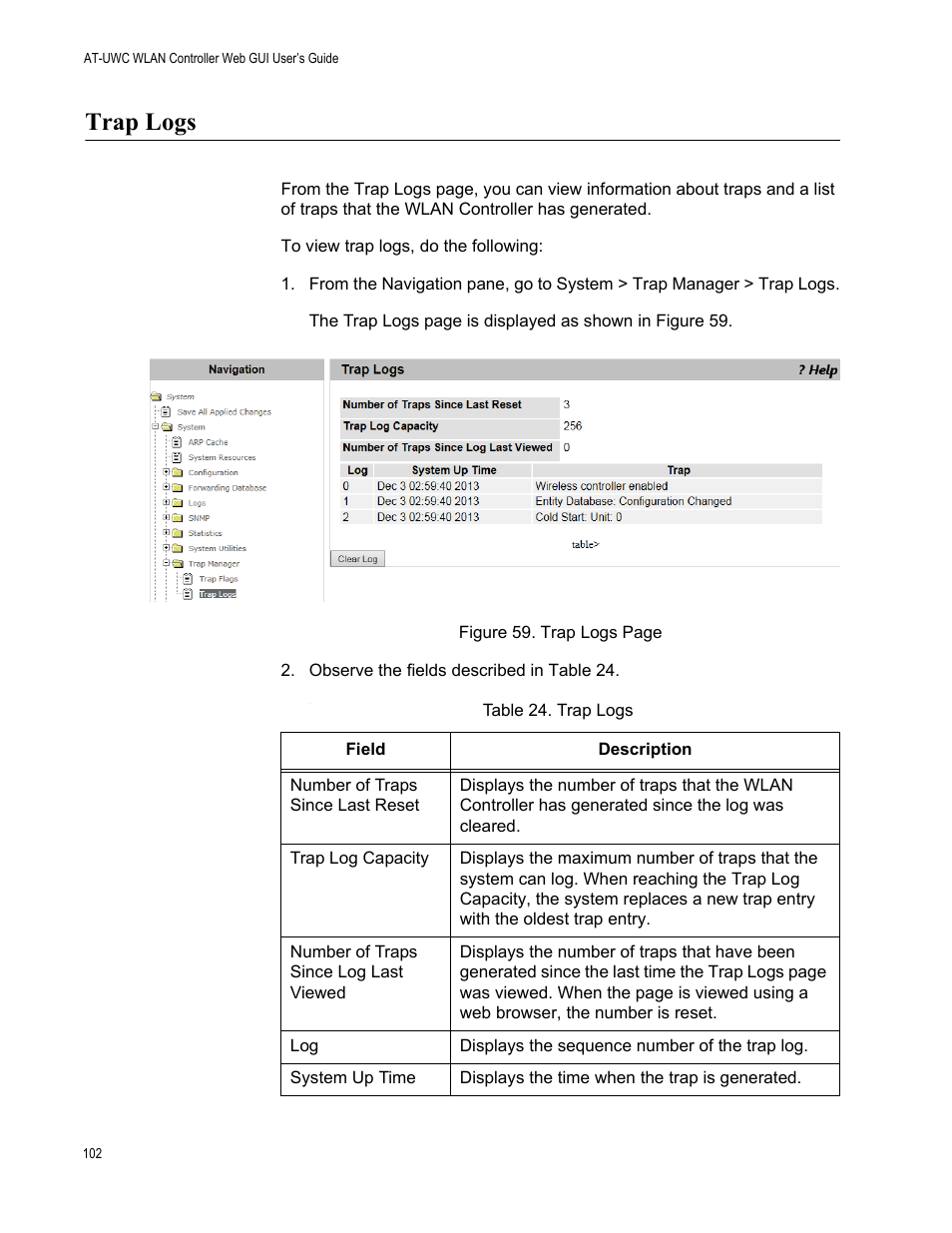 Trap logs | Allied Telesis AT-UWC Series User Manual | Page 102 / 368