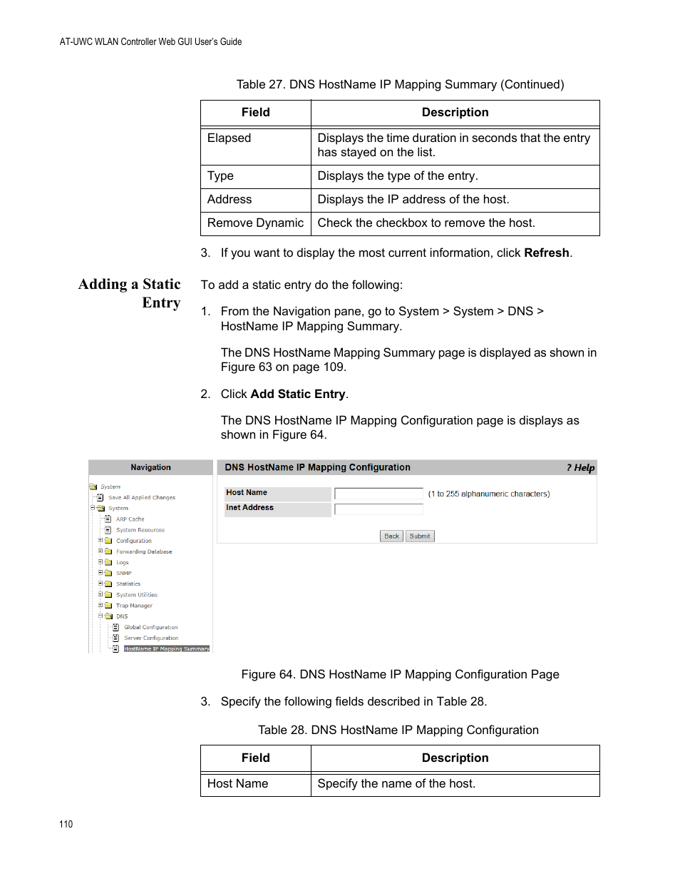 Adding a static entry | Allied Telesis AT-UWC Series User Manual | Page 110 / 368