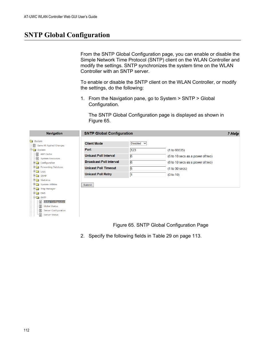 Sntp global configuration | Allied Telesis AT-UWC Series User Manual | Page 112 / 368