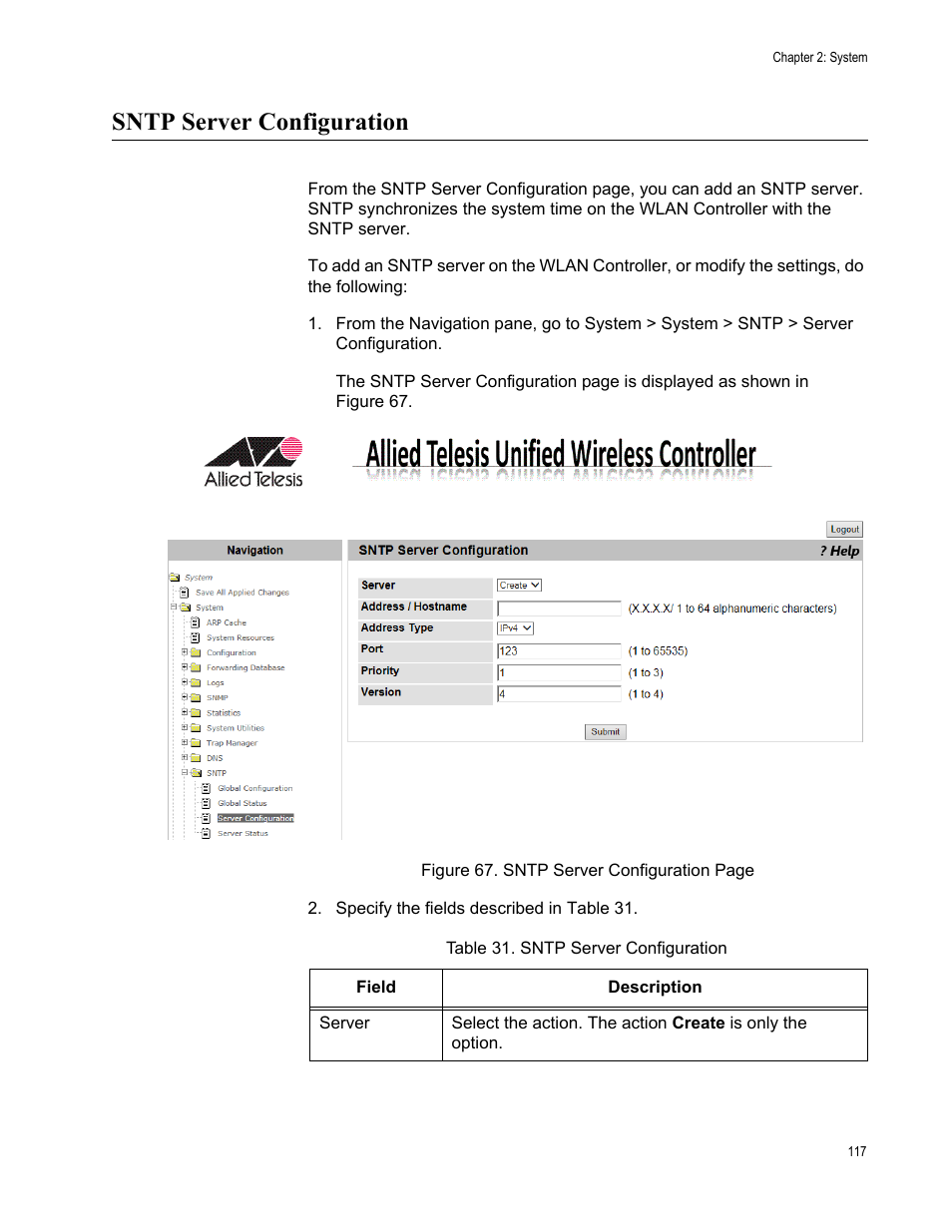 Sntp server configuration | Allied Telesis AT-UWC Series User Manual | Page 117 / 368