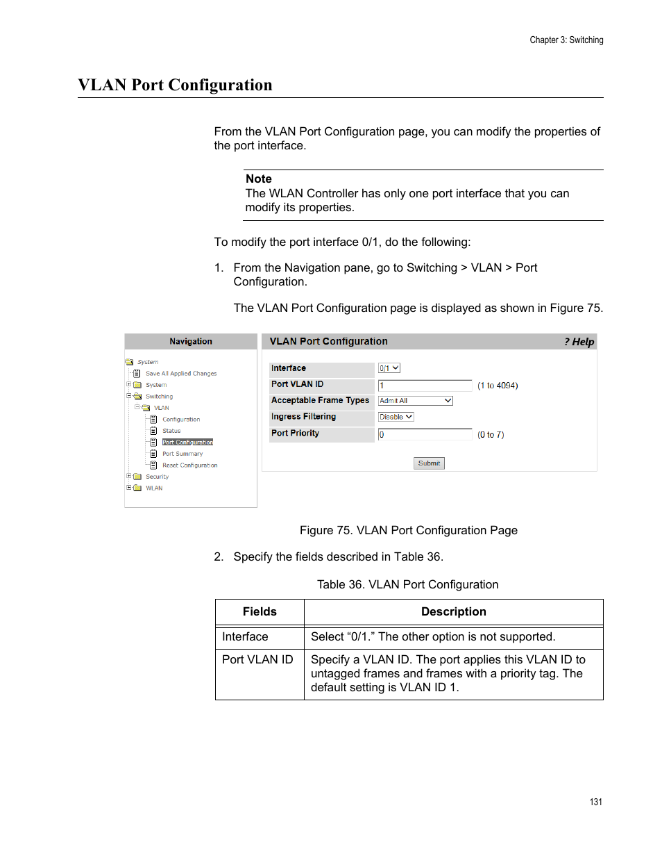Vlan port configuration | Allied Telesis AT-UWC Series User Manual | Page 131 / 368