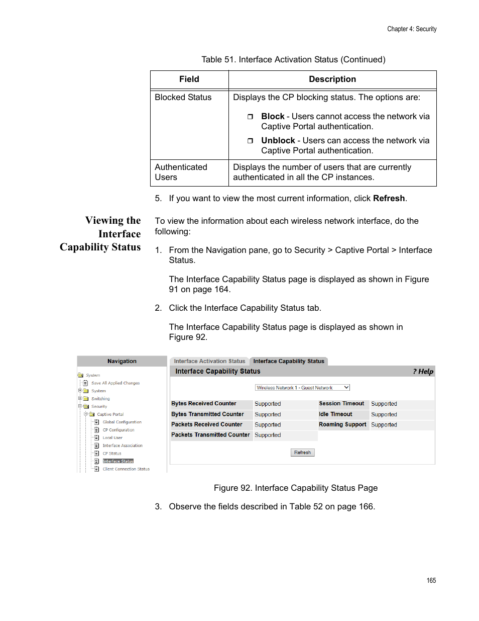 Viewing the interface capability status | Allied Telesis AT-UWC Series User Manual | Page 165 / 368
