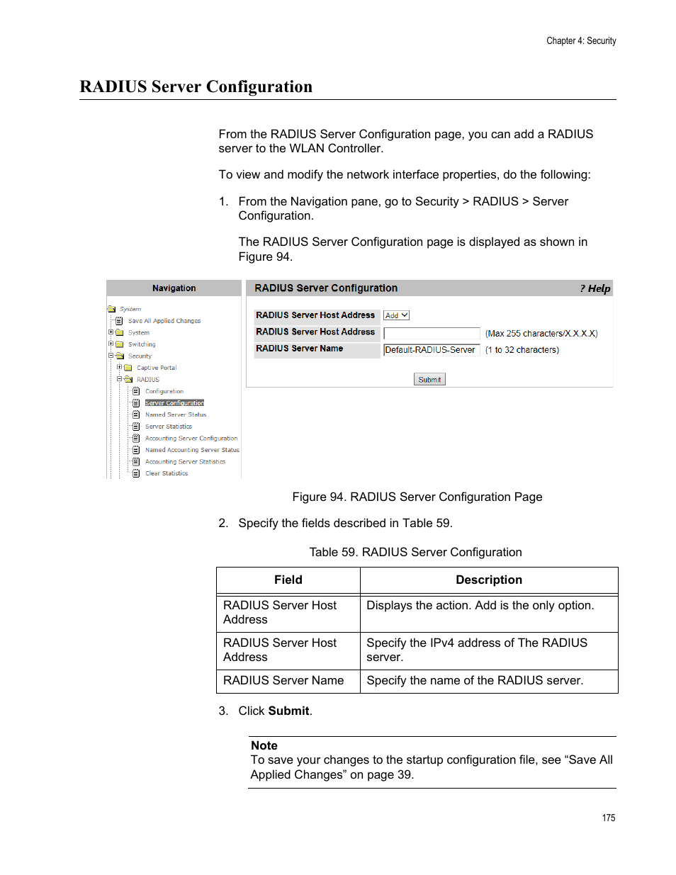 Radius server configuration | Allied Telesis AT-UWC Series User Manual | Page 175 / 368